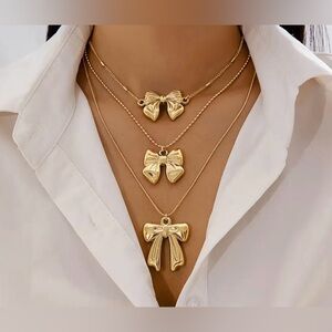 256- Chic Multi-Layer Bow Pendant Necklace for Women